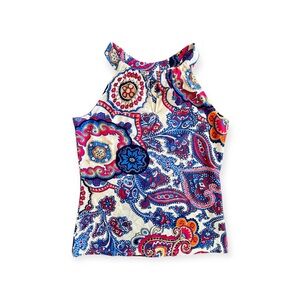 Jude Connally Sleeveless Top Paisley Blue Red Women’s XS